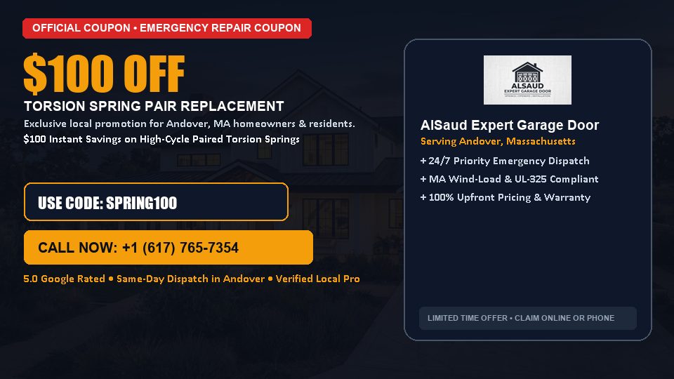 $100 OFF Dual High-Cycle Torsion Spring Replacement in Andover, MA - AlSaud Expert Garage Door